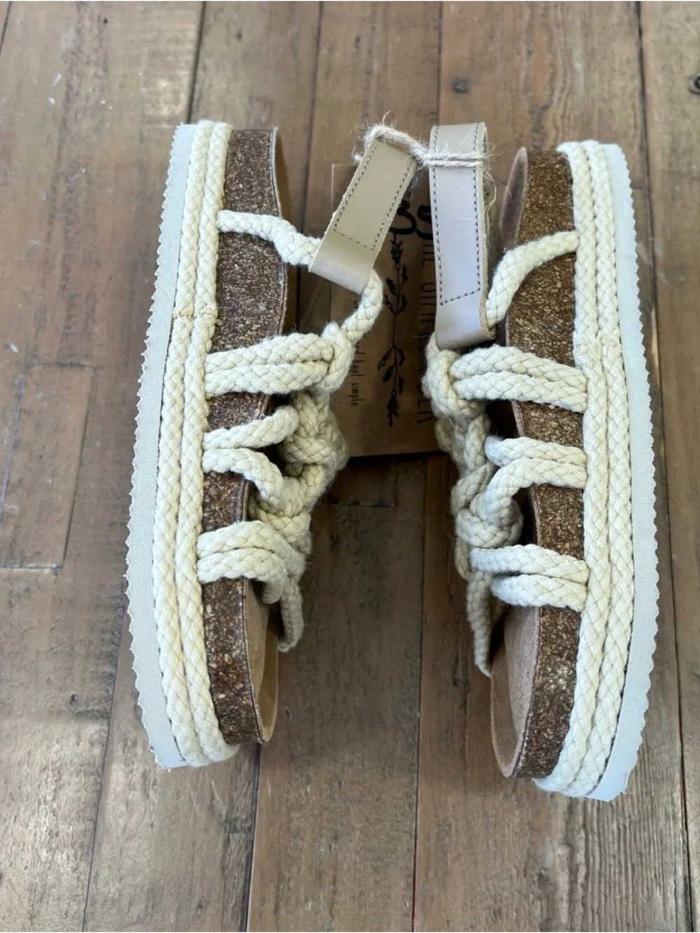 The Simple Folk The Rope Sandal Kids US 1 EU 32 Hemp Cork Bohemian Natural New